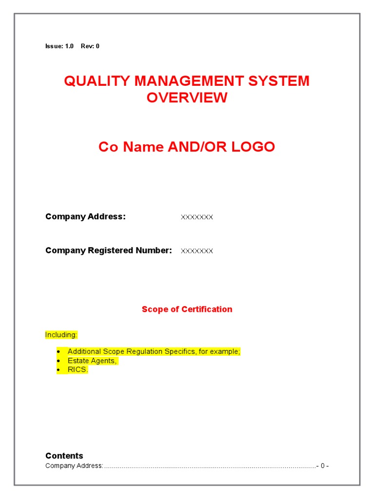 9001 ISO 2015 QUALITY MANUAL WORD TEMPLATE FREE DOWNLOAD intelligence overview