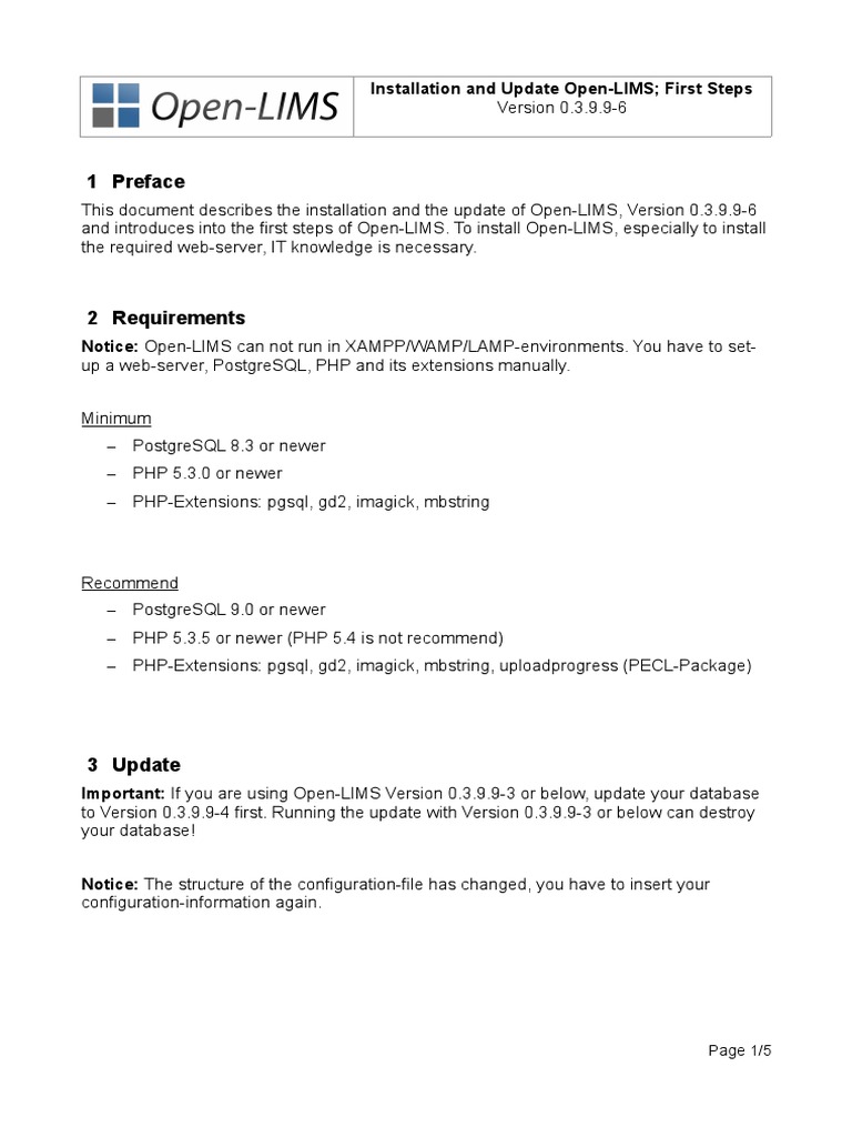 Open-LIMS Installation Guide 0.3.9.9-6 | PDF | Web Server | Internet & Web