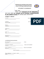 Student Clearance This Is To Certify That - of STE Grade 10 - Orion Was Cleared of All Obligations and Was Able To Comply All of His/her Requirements