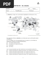 teste geografia 8º ano As cidades