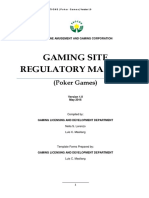 Gaming Site Regulatory Manual For Poker Games v.1 05.25.2016