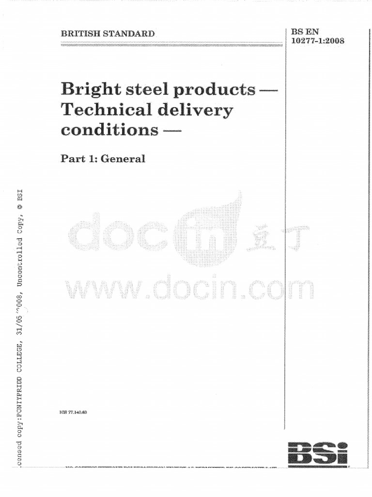 BS en 10277-1 - 2008 | PDF