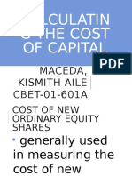 Calculatin G The Cost of Capital: Maceda, Kismith Aile CBET-01-601A