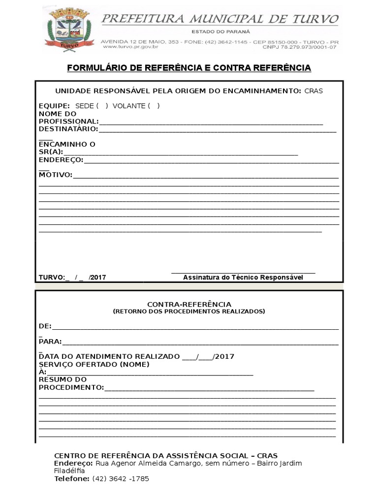Formulário de Contrareferência