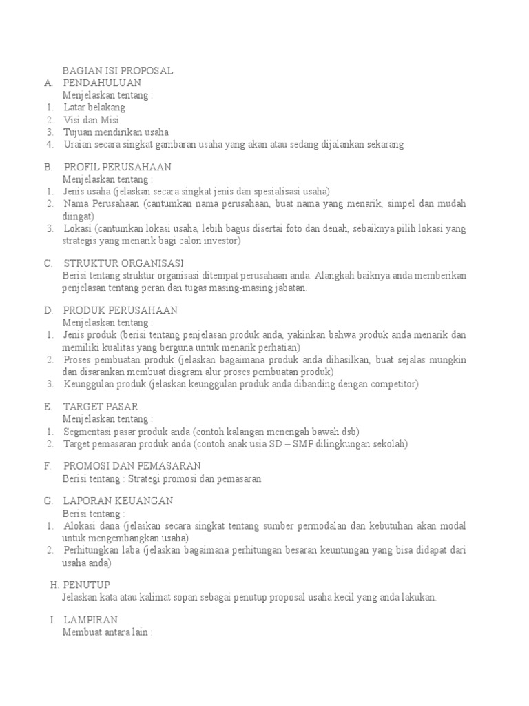 Struktur Proposal Usaha