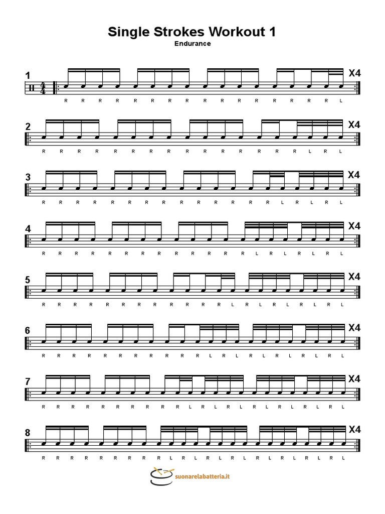 Single Strokes Workout 1: Endurance | PDF