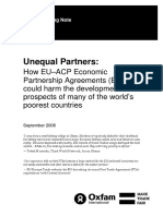 Unequal Partners: How EUACP Economic Partnership Agreements (EPAs) Could Harm The Development Prospects of Many of The World's Poorest Countries