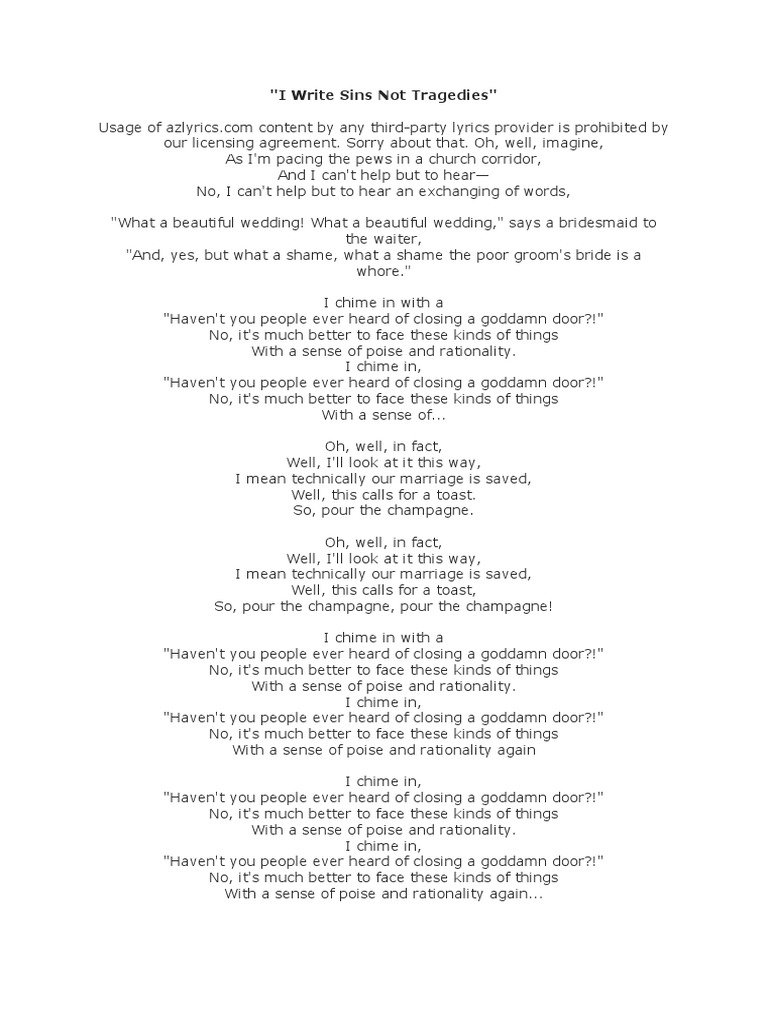 Sins Lyrics Pdf