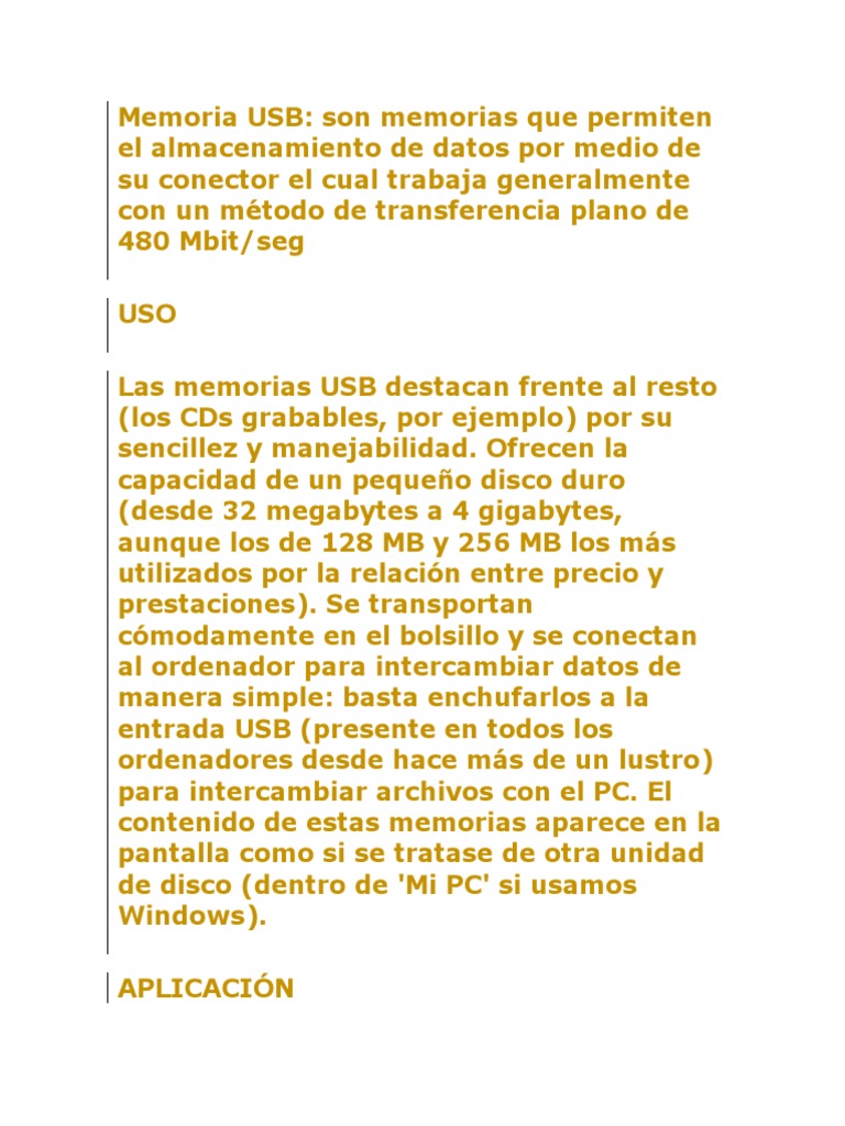 Aplicaciones y usos de memorias USB | PDF | Informática