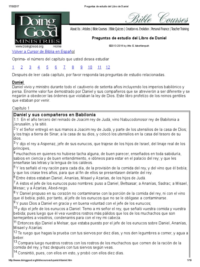 Preguntas de Estudio Del Libro de Daniel | PDF | Daniel (figura bíblica ...