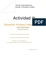 Escuela Normal de Licenciatura en Educación Preescolar y Primaria, Tonalá - Actividad III Educación inclusiva