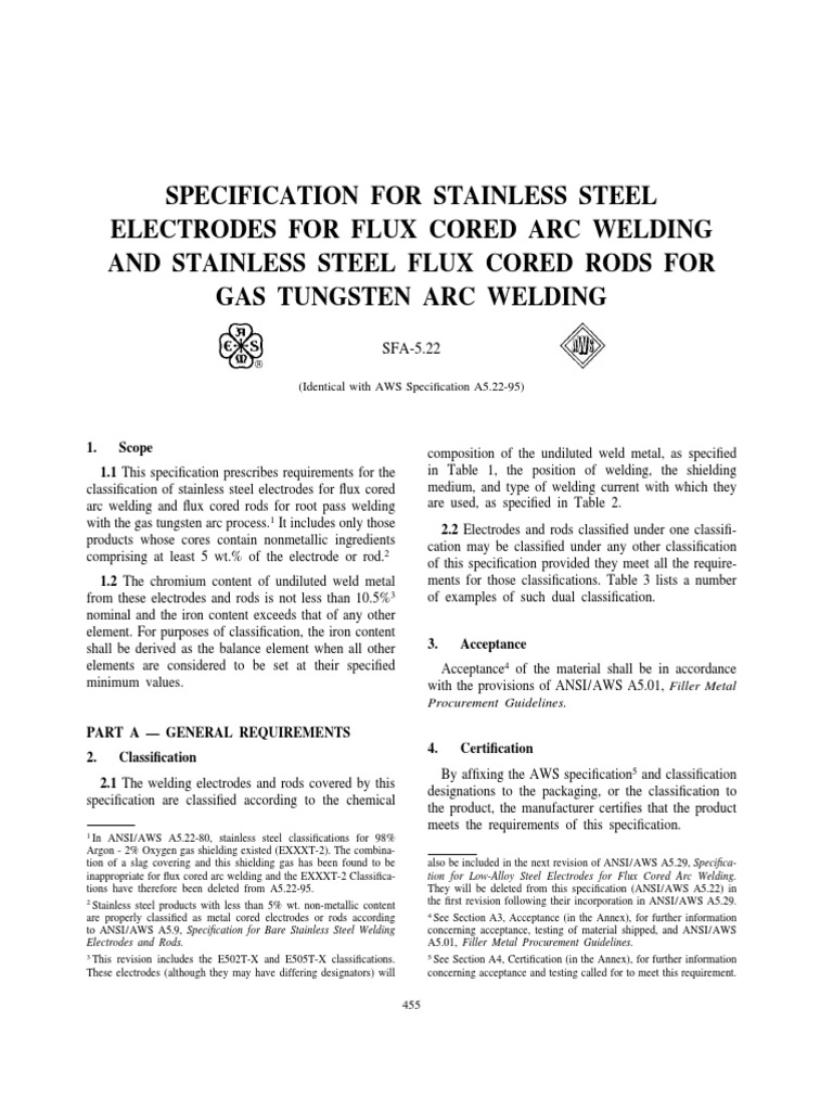 Sfa5 22 PDF Welding Construction