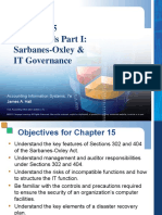 Chapter 15 IT Controls Part I: Sarbanes Oxley & IT Governance