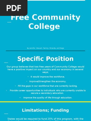Free Community College Proposal