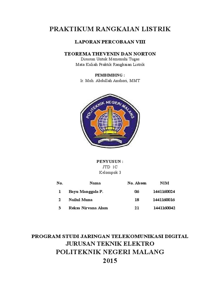 LAPORAN VIII TEOREMA THEVENIN DAN NORTON.docx
