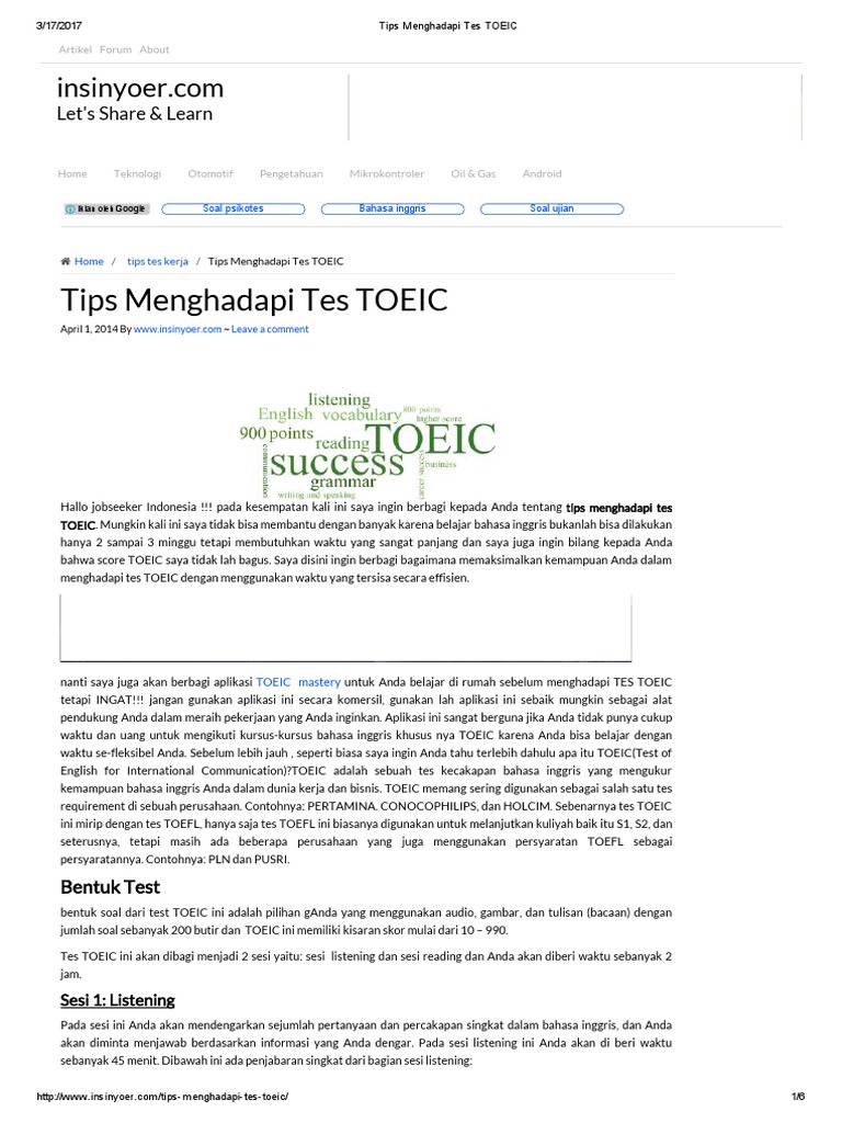 Tips Toeic