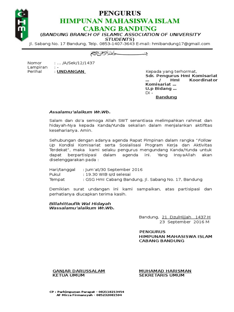 Contoh Kop Surat Hmi Contoh Surat Format Surat
