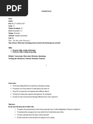 Plan De Lectie Clasa A Viii A Definitivat Reading Process Verb