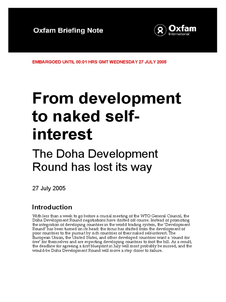 From Development To Naked Self-Interest: The Doha Development Round Has ...