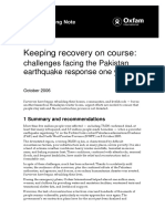 Keeping Recovery On Course: Challenges Facing The Pakistan Earthquake Response One Year On