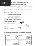 English Worksheets Class 1 Nouns Plurals Verbs Adjectives and Punctuation