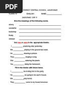 Class 4 Unit 9 Worksheet For Sa2 English