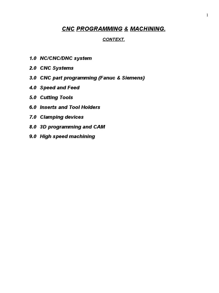 CNC Programming and Machining Guide | PDF | Numerical Control ...