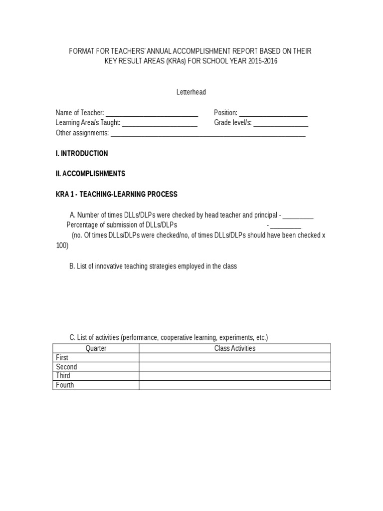 Format For Teachers Report PDF Mentorship Sharing