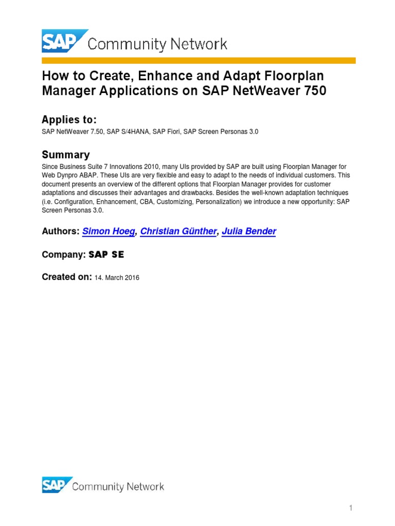 Sap Floor Plan Manager 7.5 PDF Class Programming) Application Software