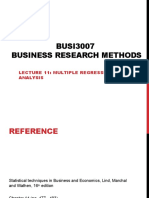 BUSI3007 Business Research Methods: Lecture 11: Multiple Regression Analysis
