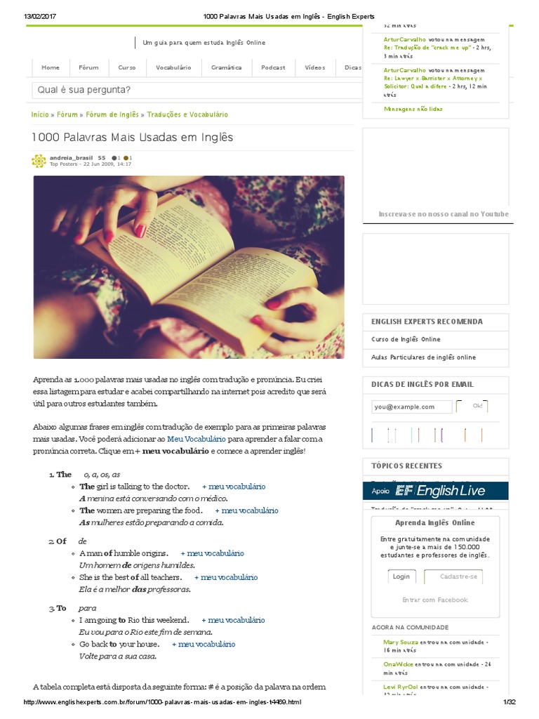 1000 palavras mais usadas em inglês - English Experts