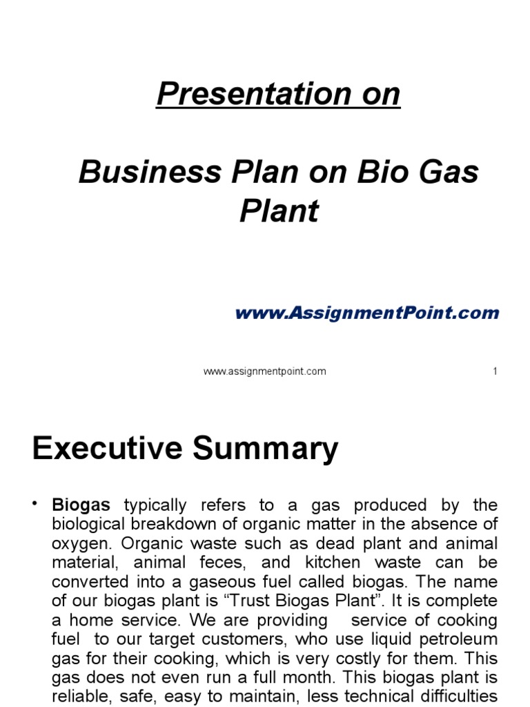 business plan for biogas production pdf