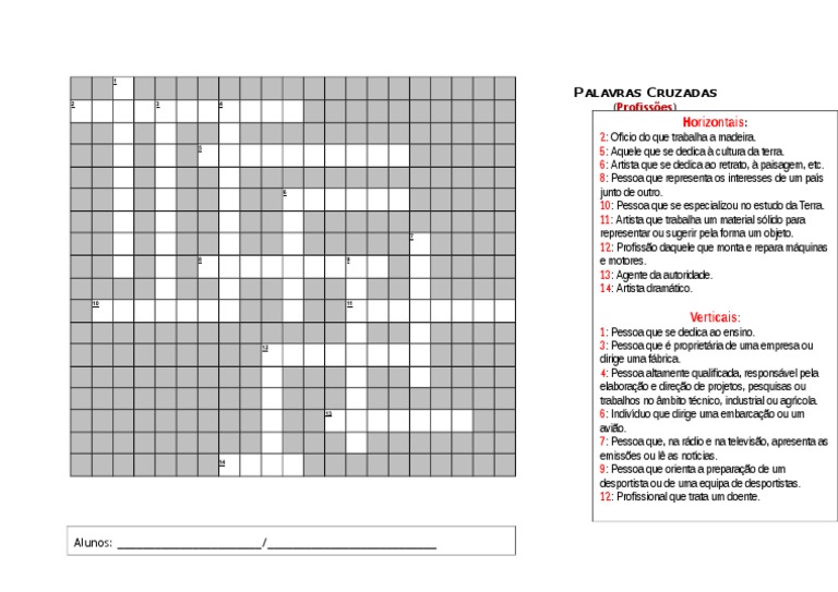 Palavras Cruzadas para imprimir –