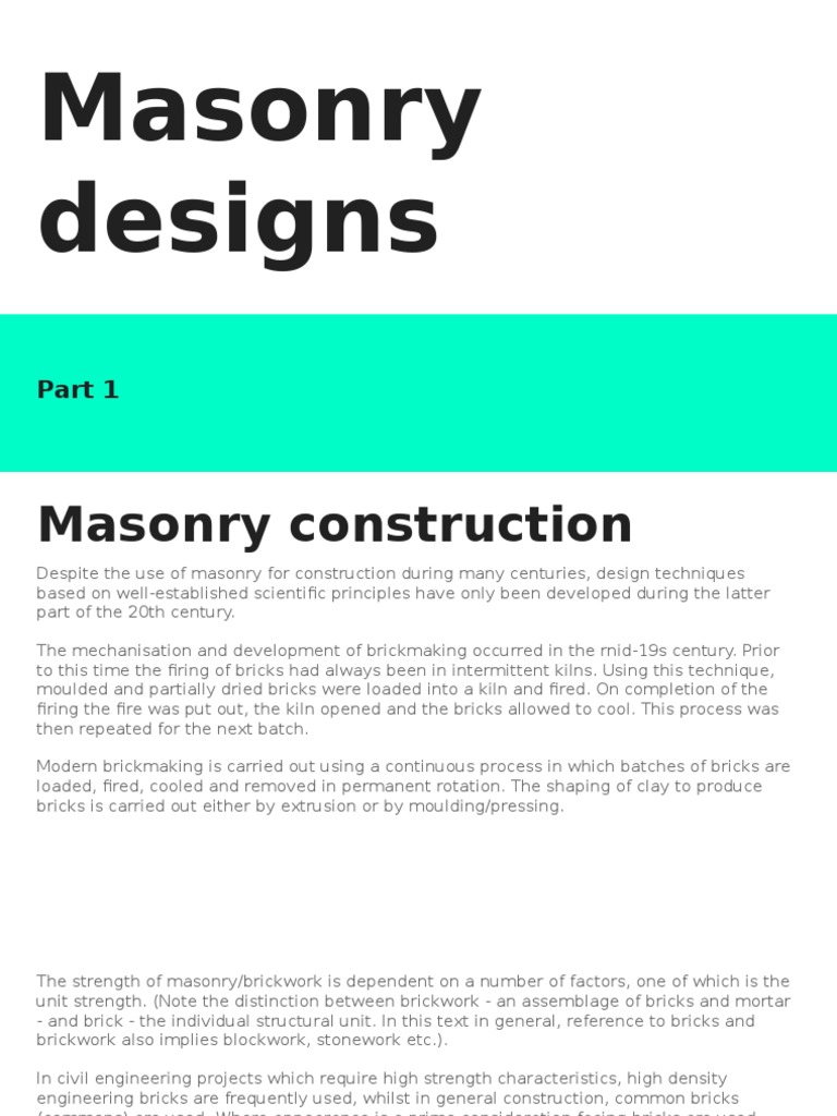 Masonry Design Principles and Eurocode 6 | PDF | Brick | Masonry