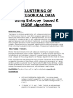 Clustering of Categorical Data Using Entropy Based K MODE Algorithm