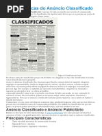 Características Do Anúncio Classificado