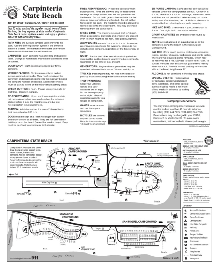 Carpinteria State Beach Campground Map  PDF  Campsite  Camping