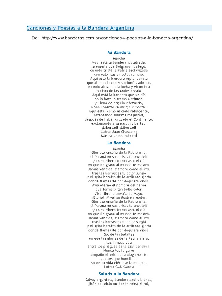 Poesías y Canciones a la Bandera Argentina | PDF