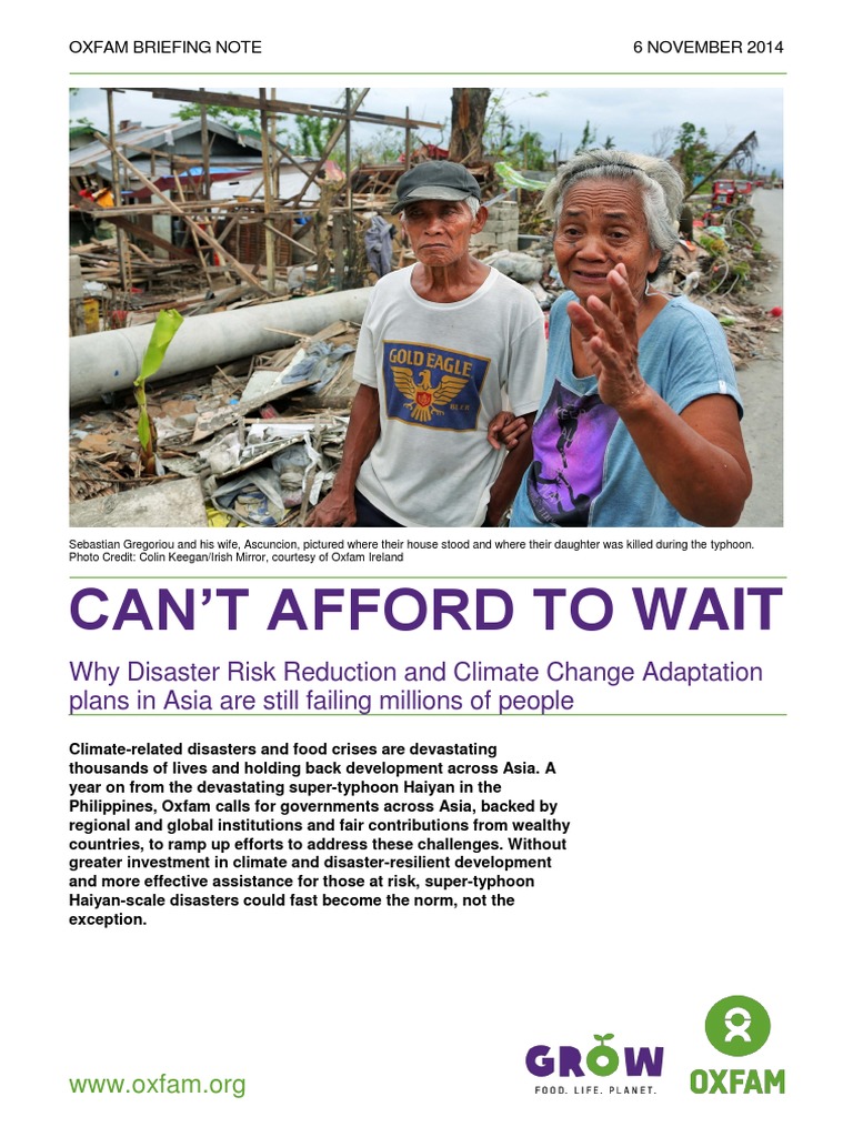 Can't Afford To Wait: Why Disaster Risk Reduction and Climate Change ...