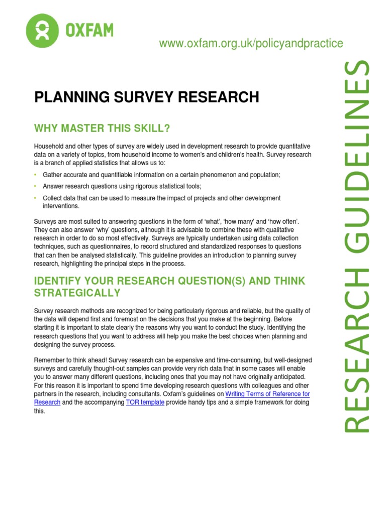Planning Survey Research | PDF | Survey Methodology | Sampling (Statistics)