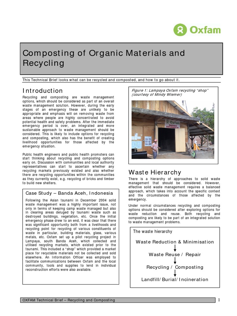 Composting of Organic Materials and Recycling | PDF | Compost | Recycling