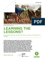 Learning The Lessons? Assessing The Response To The 2012 Food Crisis in The Sahel To Build Resilience For The Future