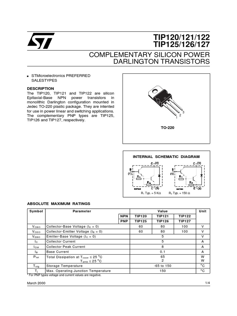 Data Tip125 PDF | PDF | Bipolar Junction Transistor | Electronics
