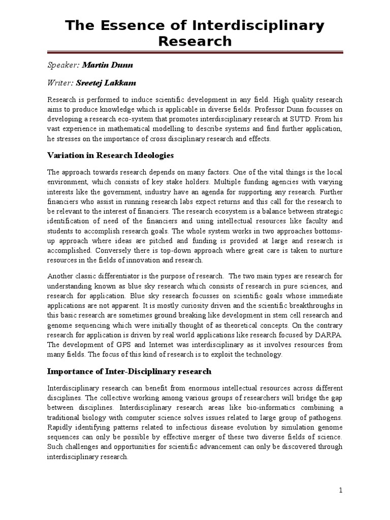 Interdisciplinary Research Insights at SUTD | PDF | Interdisciplinarity ...