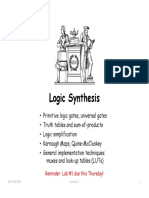 Logic Synthesis: Reminder: Lab #1 Due This Thursday!