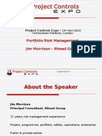 Portfolio Risk Management Jim Morrison - Rhead Group: Project Controls Expo