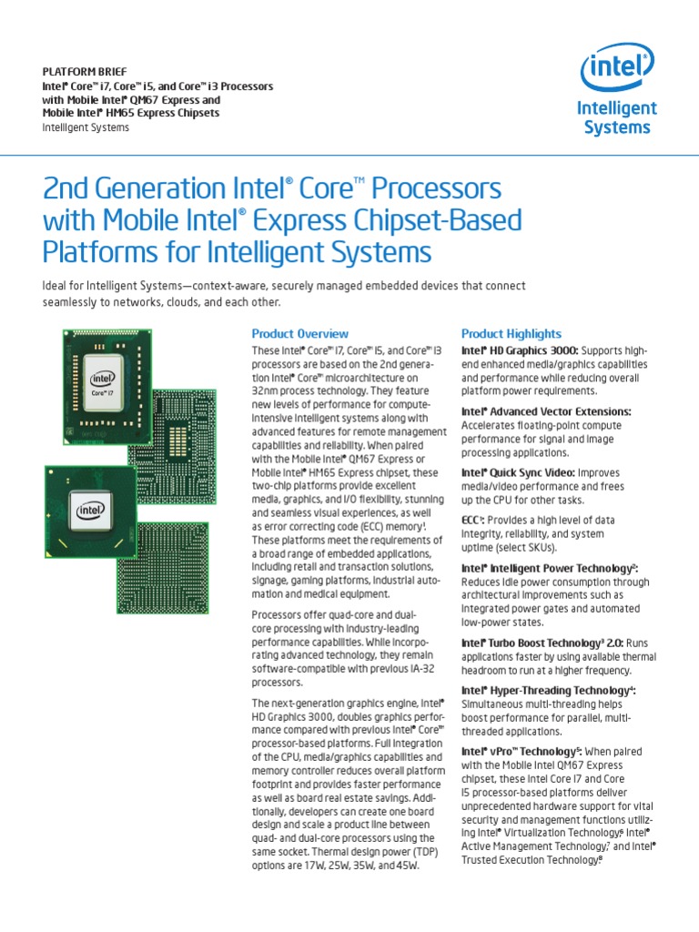 Core Mobile qm67 hm65 Platform Brief PDF PDF Multi Core Processor Intel