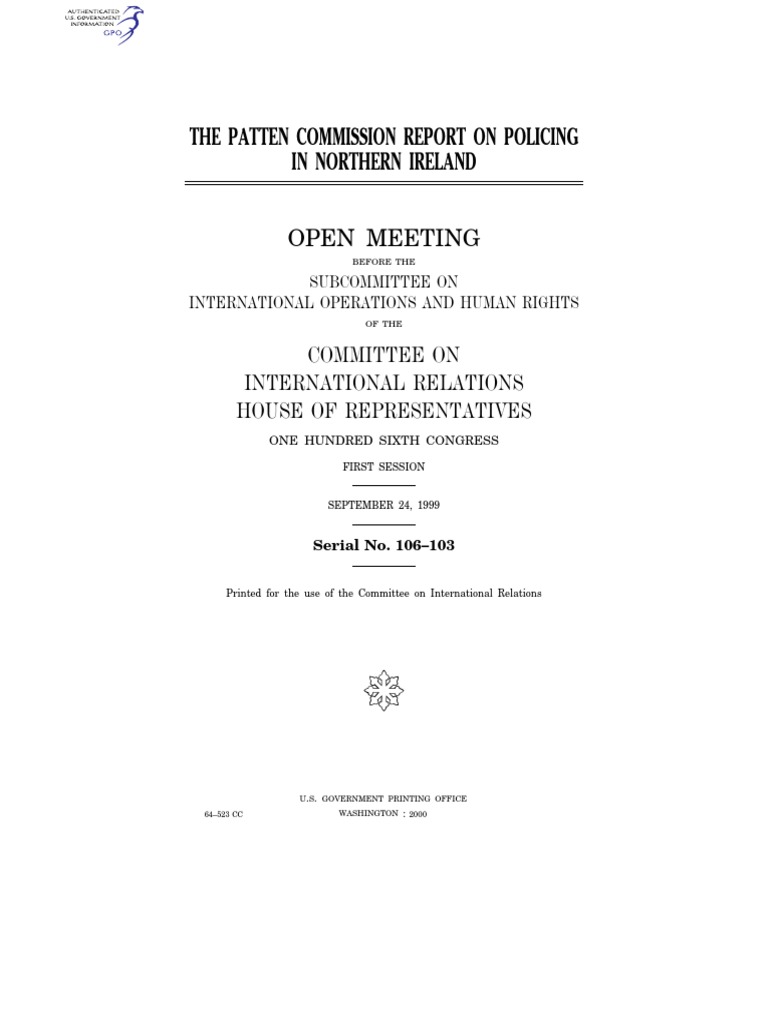 The Patten Commission Report On Policing in Northern Ireland | PDF ...