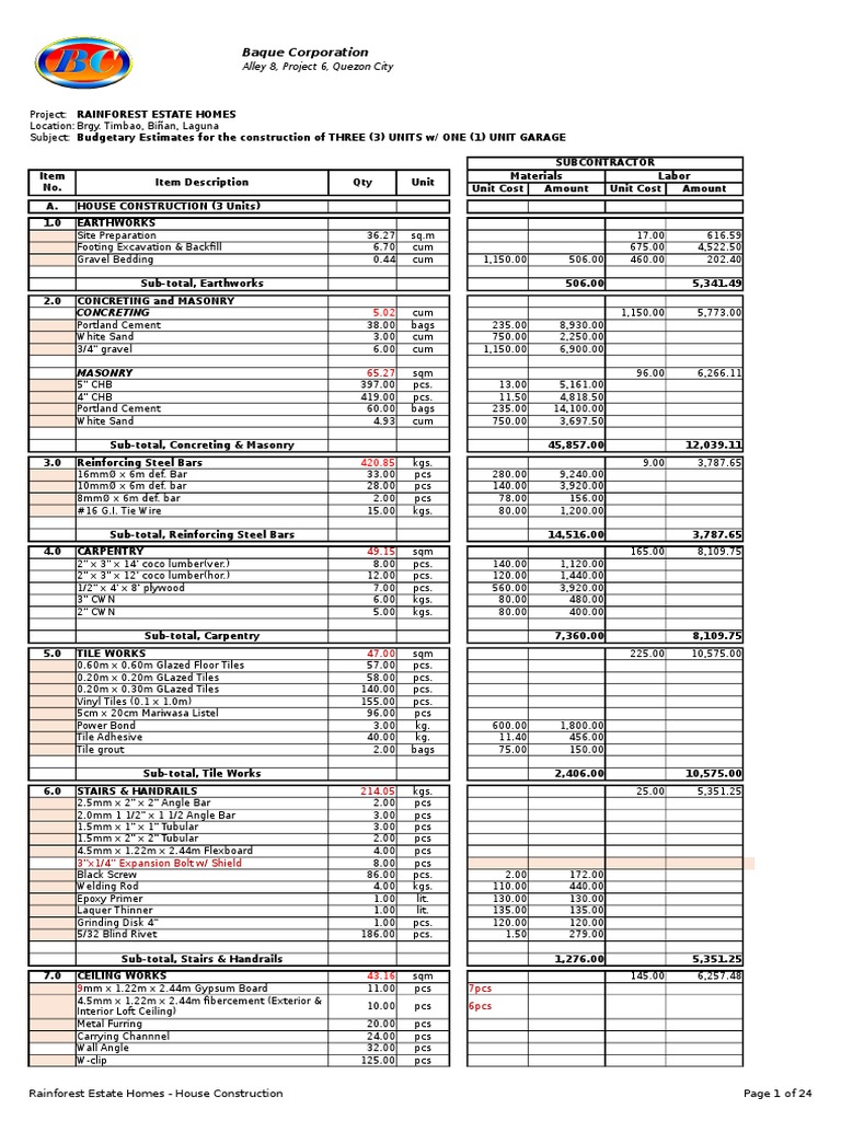 Billing Sample Plumbing Architectural Design