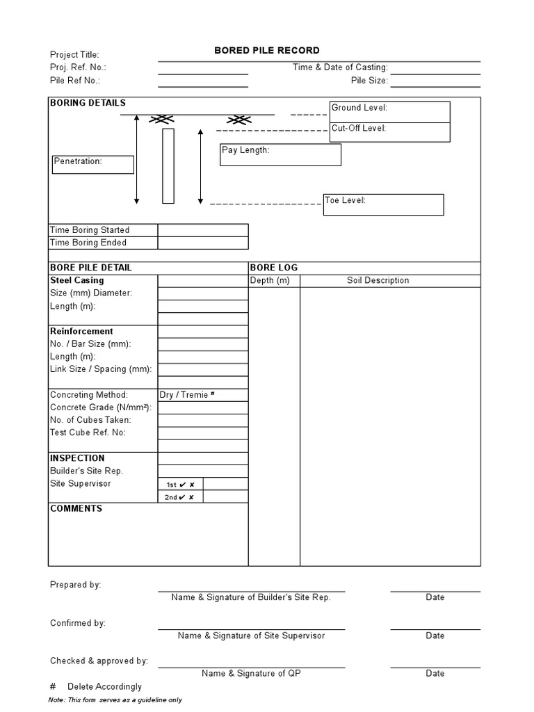 Bored Pile Record | PDF